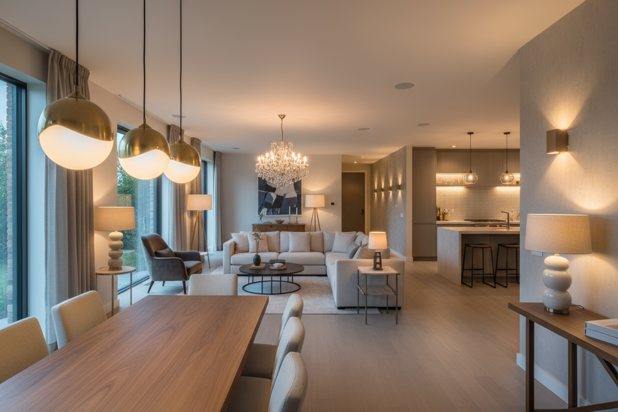 Lighting (all types across rooms)