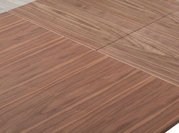 Rectangular extendable walnut dining table