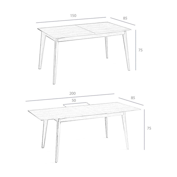 Rectangular extendable walnut dining table