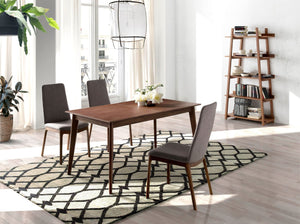 Rectangular extendable walnut dining table