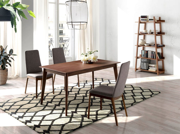 Rectangular extendable walnut dining table