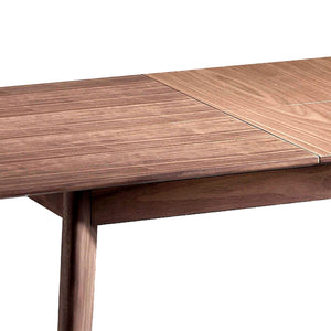 Rectangular extendable walnut dining table