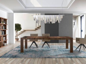 Rectangular extendable walnut dining table