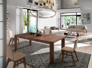 Rectangular extendable walnut dining table