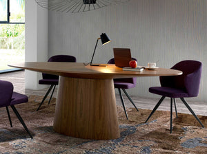 Oval walnut dining table