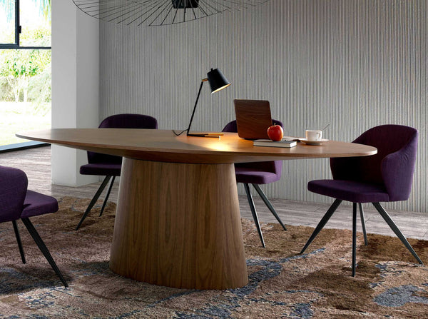 Oval walnut dining table