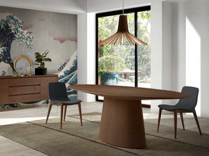 Oval walnut dining table