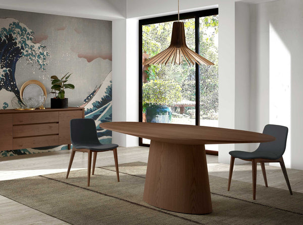 Oval walnut dining table