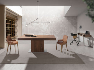 Rectangular extendable walnut dining table