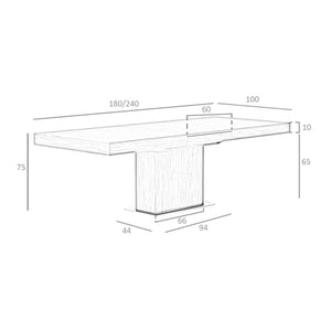 Rectangular extendable walnut dining table