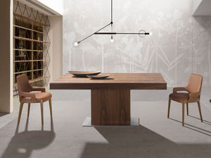 Rectangular extendable walnut dining table