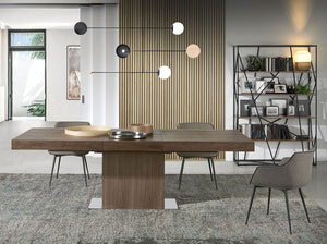 Rectangular extendable walnut dining table