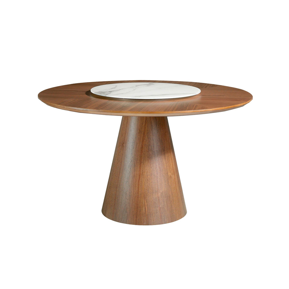 Walnut rotating round dining table