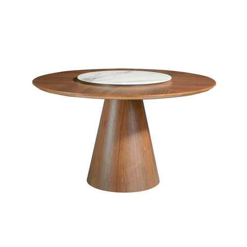 Walnut rotating round dining table