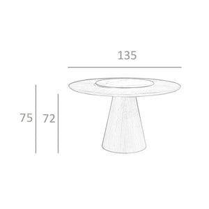 Walnut rotating round dining table