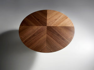 Walnut rotating round dining table