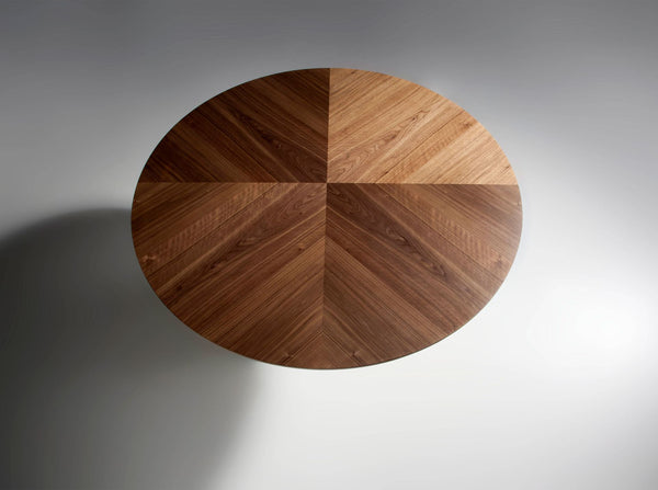 Walnut rotating round dining table