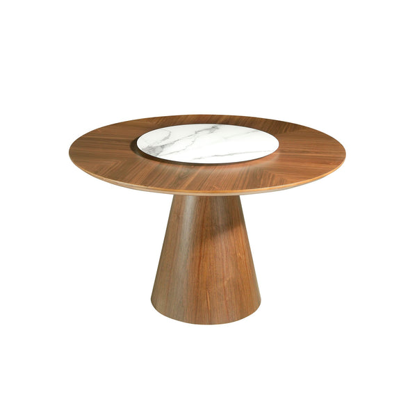 Walnut rotating round dining table
