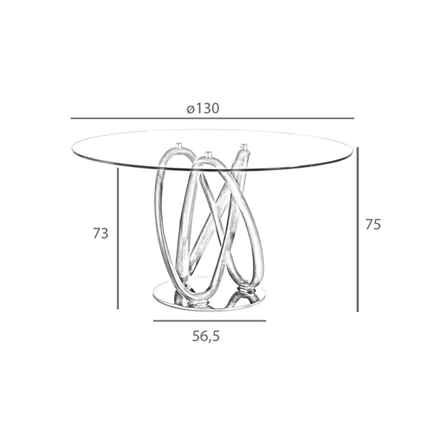 Round dining table in tempered glass and walnut