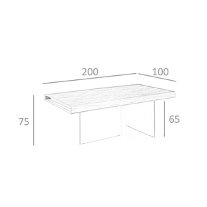 Rectangular walnut and tempered glass dining table