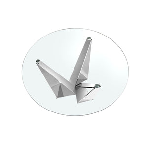 Round dining table in tempered glass and chromed steel