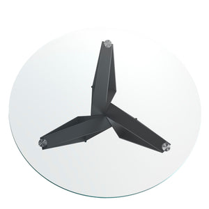 Round dining table with tempered glass and black steel
