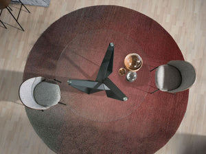 Round dining table with tempered glass and black steel