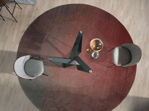 Round dining table with tempered glass and black steel
