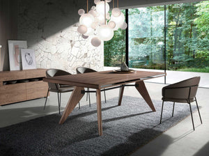 Rectangular walnut and walnut dining table