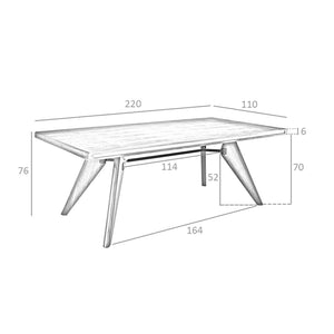 Rectangular walnut and walnut dining table