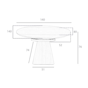 Round extendable walnut dining table