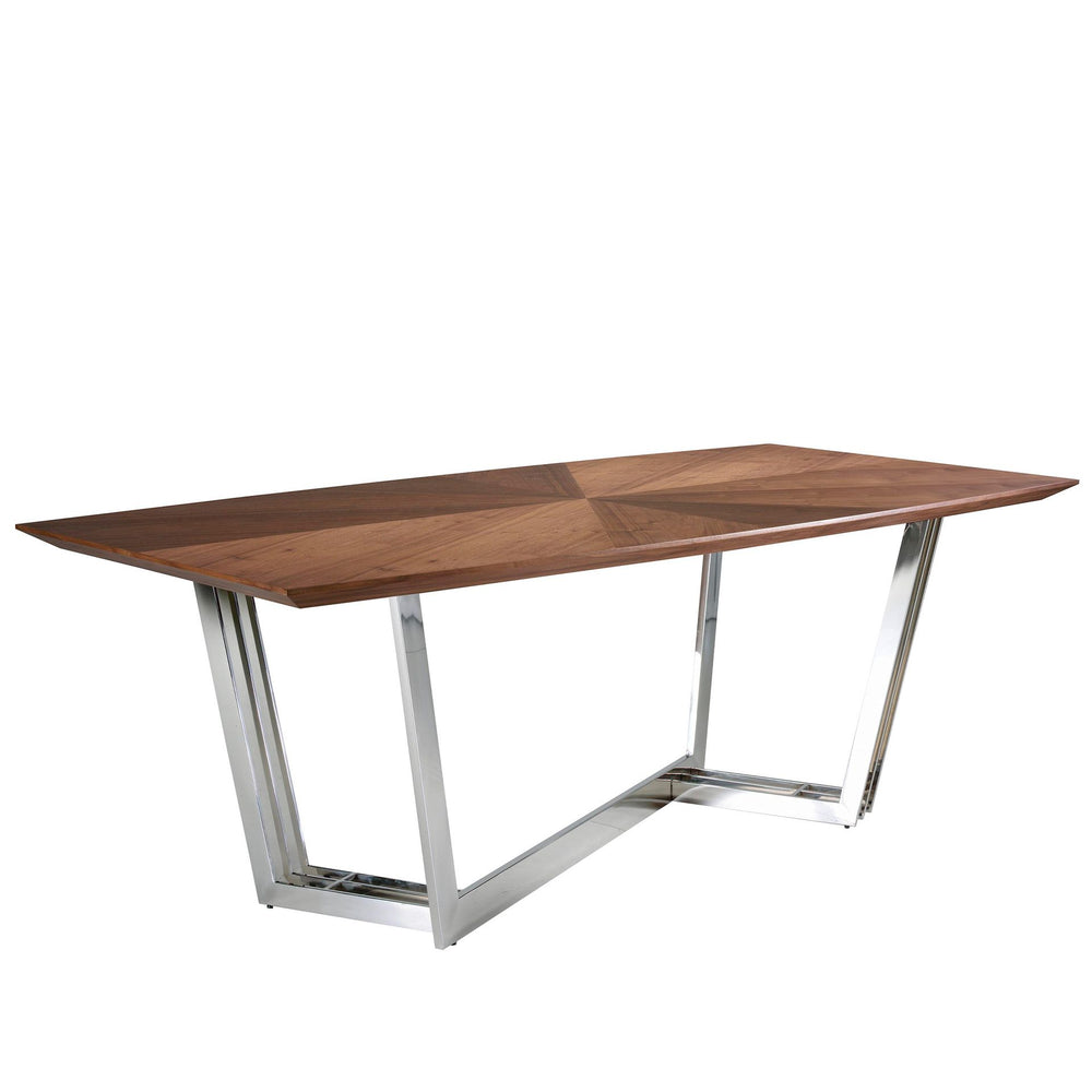 Oval Barrel Dining Table in Walnut and Chrome Steel