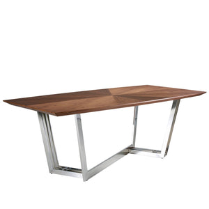 Oval Barrel Dining Table in Walnut and Chrome Steel