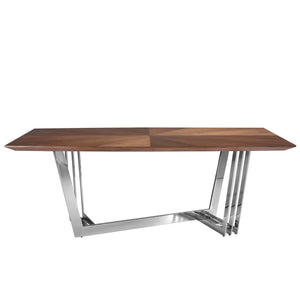 Oval Barrel Dining Table in Walnut and Chrome Steel