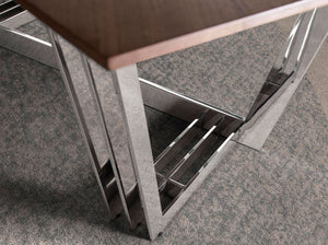 Oval Barrel Dining Table in Walnut and Chrome Steel