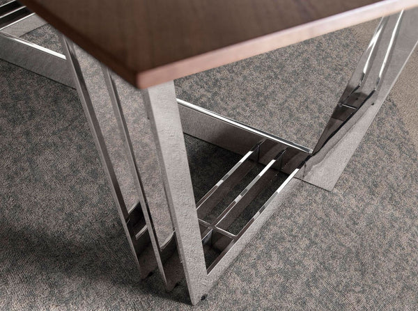 Oval Barrel Dining Table in Walnut and Chrome Steel