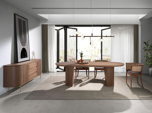 Half point oval walnut dining table