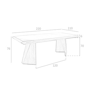 Rectangular porcelain marble and walnut dining table
