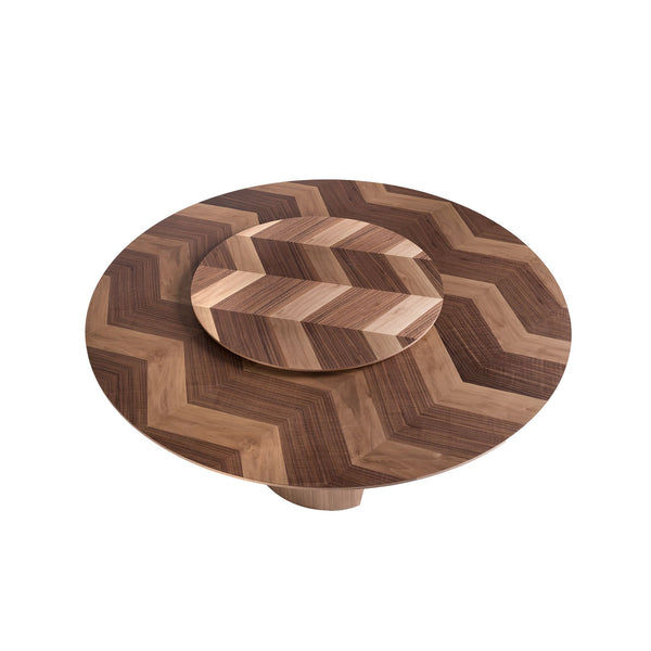 Round walnut dining table