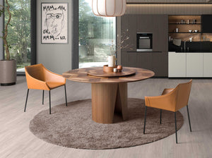 Round walnut dining table