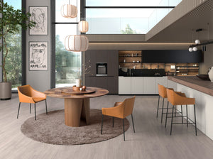 Round walnut dining table