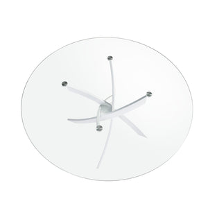 Round dining table with tempered glass and white steel