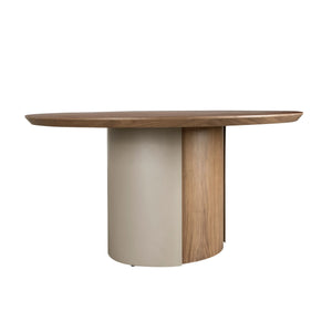 Round dining table in walnut and metallic sand steel