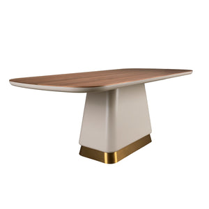 Rectangular dining table in walnut and beige wood