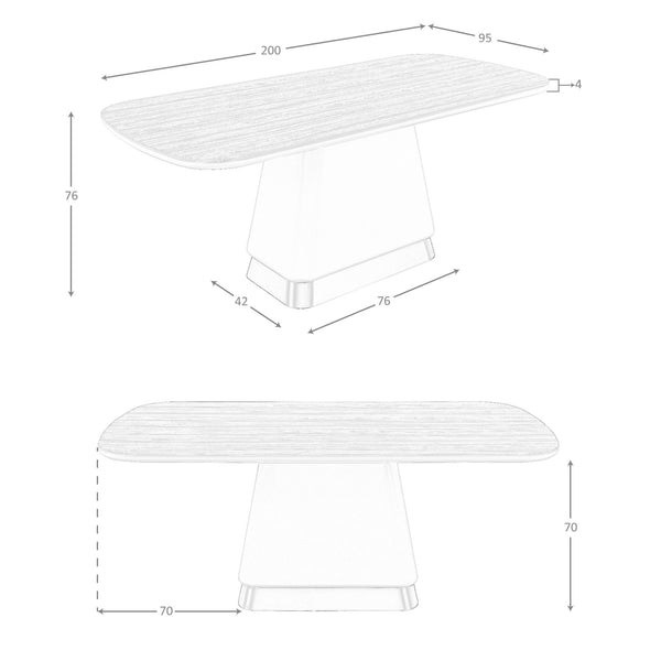 Rectangular dining table in walnut and beige wood