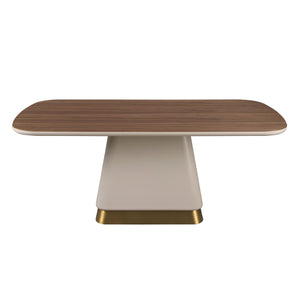 Rectangular dining table in walnut and beige wood