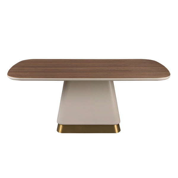 Rectangular dining table in walnut and beige wood
