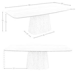 Oval barrel dining table in porcelain marble
