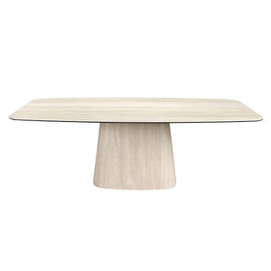 Oval barrel dining table in porcelain marble