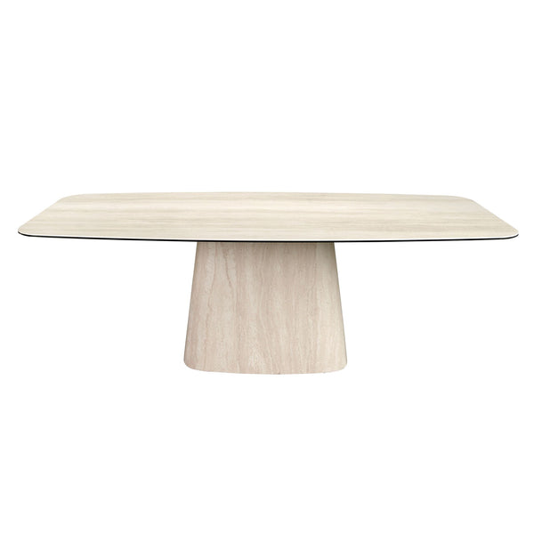 Oval barrel dining table in porcelain marble